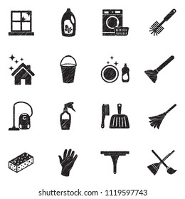 Cleaning Icons. Black Scribble Design. Vector Illustration.