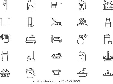 Cleaning icons collection is a vector illustration with editable stroke.