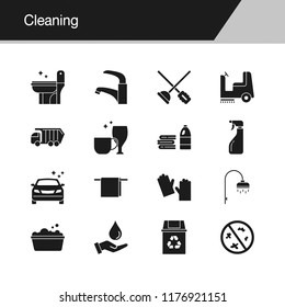 Cleaning icons. Design for presentation, graphic design, mobile application, web design, infographics. Vector illustration.