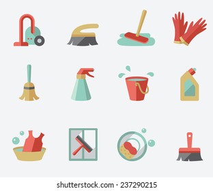 Cleaning icons, flat design