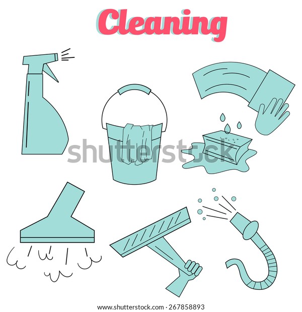 Cleaning\
icons flat modern style icon vector\
illustration