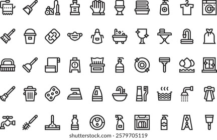 Cleaning icons High-Quality Vector Icons Collection with Editable Stroke. Ideal for Professional and Creative Projects