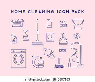 Cleaning icons. Housekeeping and Room Service, Cleaning Service. Flat design style.
