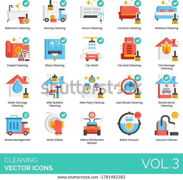 Cleaning icons including bathroom, moving,\
aircon, furniture, mattress, carpet, glass, car wash, seat, fire,\
water damage, after builders, party, last minute, rental home,\
waste management,\
dishes.