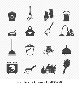 Cleaning icons isolated on white background 