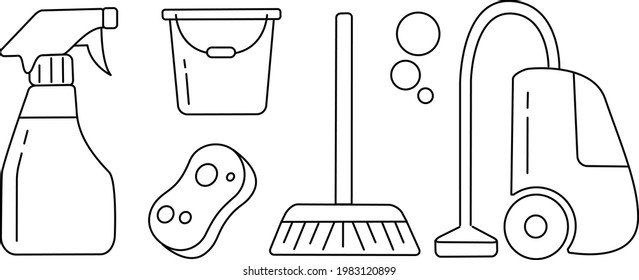 Cleaning Icons Line Art Vector Stock Vector (Royalty Free) 1983120899 ...