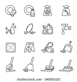Cleaning Icons. Line Style stock vector.