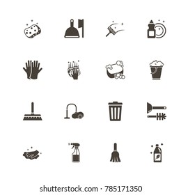 Cleaning icons. Perfect black pictogram on white background. Flat simple vector icon.