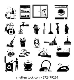 Cleaning icons set.