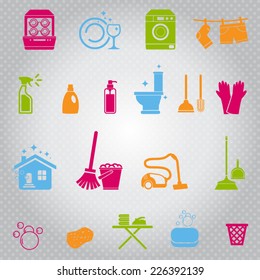 Cleaning icons set