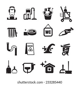 cleaning icons set