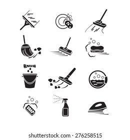 Cleaning icons set. 