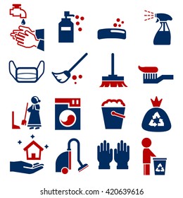 cleaning icons set