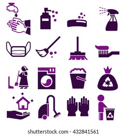 cleaning icons set