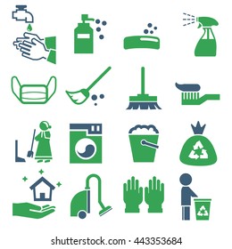 cleaning icons set