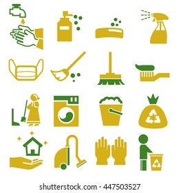 cleaning icons set