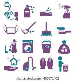 cleaning icons set