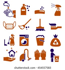 cleaning icons set
