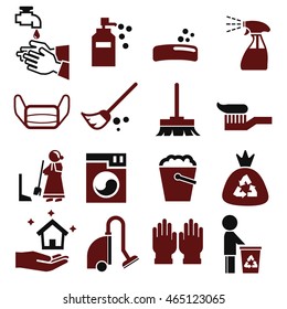 cleaning icons set
