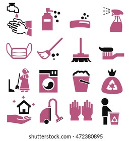 cleaning icons set