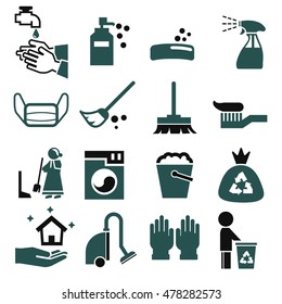 cleaning icons set