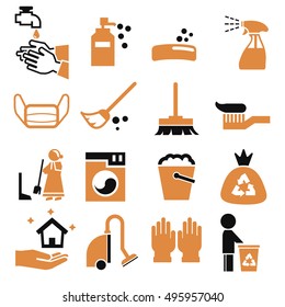 cleaning icons set
