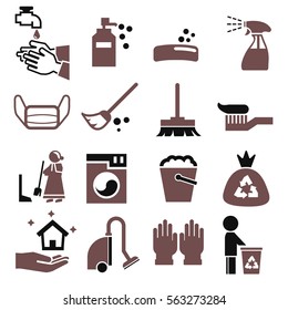cleaning icons set