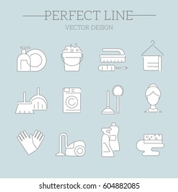 cleaning icons set