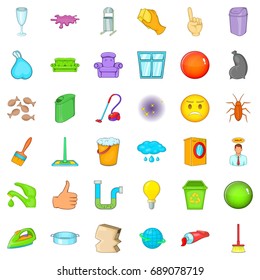 Cleaning icons set. Cartoon style of 36 cleaning vector icons for web isolated on white background