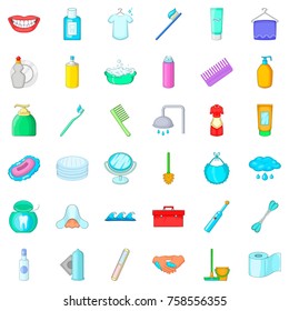 Cleaning icons set. Cartoon style of 36 cleaning vector icons for web isolated on white background