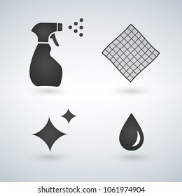 Cleaning icons in set collection for design. Equipment for cleaning vector web illustration.