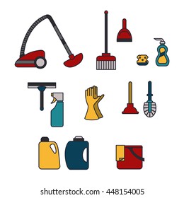 Cleaning Icons Set/ Equipment for Cleaning