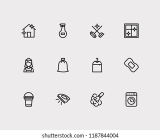 Cleaning Icons Set. House Cleaning And Cleaning Icons With Cleaning Service, Washer And Ironing. Set Of Structure For Web App Logo UI Design.