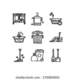 Línea de conjunto de iconos de limpieza - vector