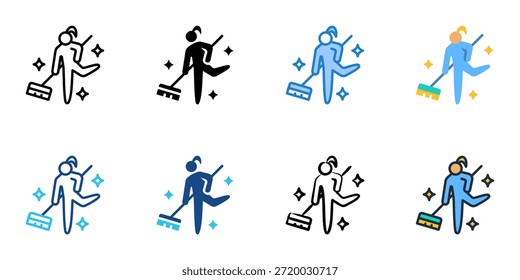 Los iconos de limpieza establecen una colección de varios estilos. Trazo editable 
