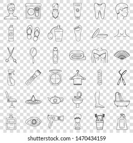 Cleaning icons set. Outline style of 36 cleaning vector icons for web for any design