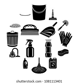 Cleaning icons set. Simple illustration of 16 cleaning vector icons for web