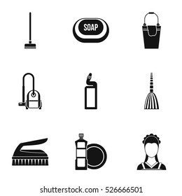 Cleaning icons set. Simple illustration of 9 cleaning vector icons for web