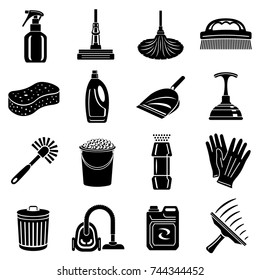 Cleaning icons set. Simple illustration of 16 cleaning vector icons for web