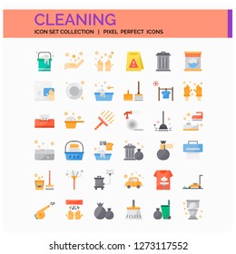 Cleaning Icons Set. UI Pixel Perfect Well-crafted Vector Thin Line Icons. The illustrations are a vector.