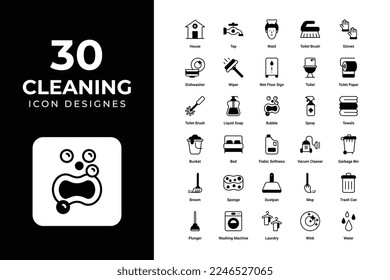 Cleaning icons set vector design