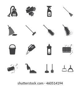 Cleaning icons set. Vector illustration.
