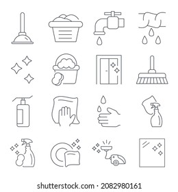 Cleaning icons set.Cleaning pack symbol vector elements for infographic web