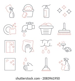 Cleaning icons set.Cleaning pack symbol vector elements for infographic web