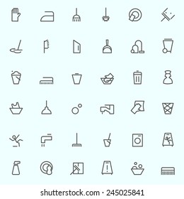 Cleaning Icons, Simple And Thin Line Design