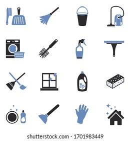 Cleaning Icons. Two Tone Flat Design. Vector Illustration.