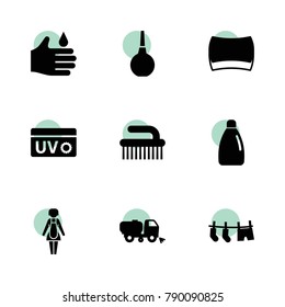 Cleaning icons. vector collection filled cleaning icons set.. includes symbols such as hand cleaning, sweeper truck, sponge. use for web, mobile and ui design.