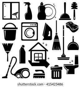 Cleaning icons vector set