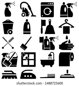 Cleaning icons vector set. Purity illustration symbol collection. Housekeeping illustration sign or logo.