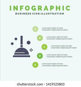 Cleaning, Improvement, Plunger Solid Icon Infographics 5 Steps Presentation Background